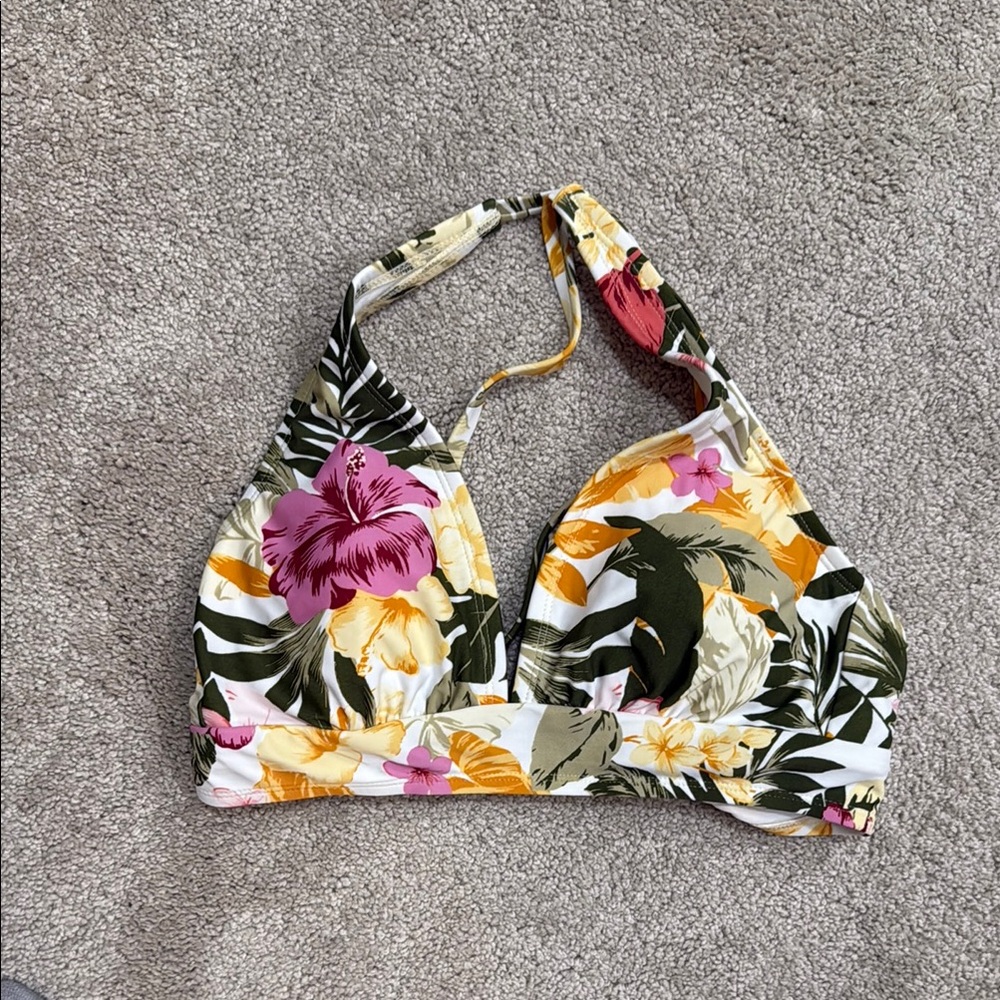 Kona Sol Floral Halter Bikini Top - Multicolor